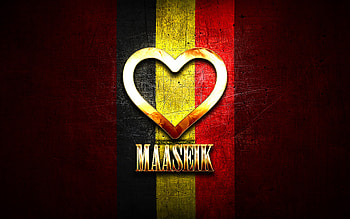 I Love Maaseik, belgian cities, golden inscription, Day of Maaseik, Belgium, golden heart, Maaseik with flag, Maaseik, Cities of Belgium, favorite cities, Love Maaseik HD wallpaper