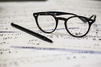 Music, Miscellanea, Miscellaneous, Pen, Glasses, Spectacles, Notes HD wallpaper