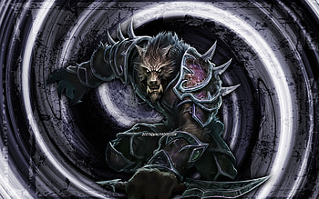 Roque, gray grunge background, World of Warcraft, warriors, WoW, monstr, vortex, World of Warcraft Shadowlands, Roque World of Warcraft HD wallpaper