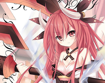 Itsuka Kotori, emotional, awesome, wonderful, nice, sinister, female, sweet, ribbon, girl, anime girl, lance, anime, fantasy, pretty, fire, lovely, red hair, dress, long hair, beauty, , sparks, spendid, magic, magical girl, beautiful, date a live, kotori, weapon, redhead, gown, spear HD wallpaper