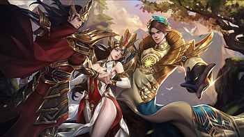 Trio, linh phuong, fantasy, man, girl HD wallpaper
