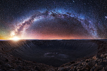 Milky Way Sky over Volcano Crater, Stars, Nature, Landscapes, Volcanoes, Mountains, Sky, Craters HD wallpaper