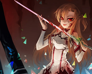 Evil Asuna, sword art online, 3d, cg, sinister, warrior, female, sexy, sword, hot, girl, bad, asuna yuuki, yuuki, anime girl, sao, anime, brown hair, horror, realistic, scary, gloom, cute, knight, red eyes, yuuki asuna, long hair, scare, , rapier, blood, braids, asuna, evil, armor, blade, weapon HD wallpaper