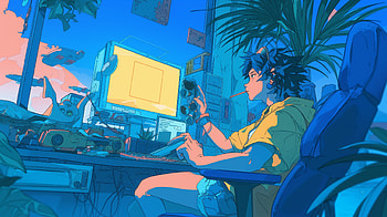 Lofi Vibes : Chill Study Session, lofi, Digital Art, cyberpunk, video game, neon colors HD wallpaper