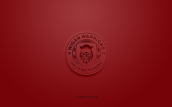 Wigan Warriors, creative 3D logo, burgundy background, British rugby club, 3d emblem, Super League Europe, Wigan, England, 3d art, rugby, Wigan Warriors 3d logo HD wallpaper