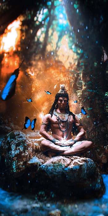 Load Shiva, people_in_nature, art, butterfly, god HD phone wallpaper