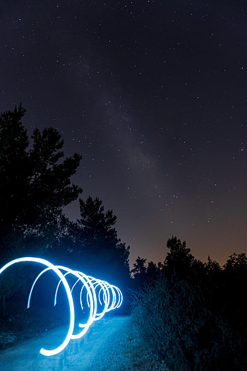 Stars, Night, Dark, Circles, Neon, zelight HD phone wallpaper