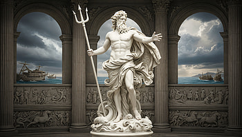 Poseidon's Throne —, Statue HD wallpaper