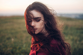 Girl Hairs On Face Portrait, girls, model, portrait, face, closeup HD wallpaper