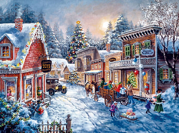 Good Old Days F1, winter, art, beautiful, cityscape, illustration, artwork, scenery, wide screen, horses, painting, snow, equine HD wallpaper