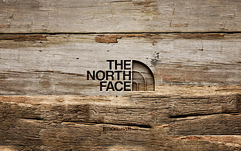 The North Face wooden logo, , wooden backgrounds, brands, The North Face logo, creative, wood carving, The North Face HD wallpaper