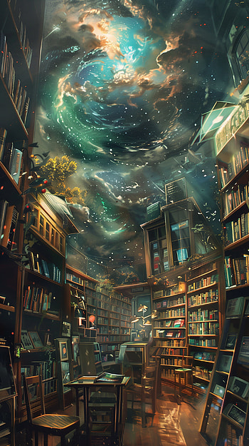 Galactic Library Escape - This Enchanting !, book, library HD phone wallpaper