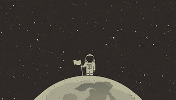 Astronaut With Flag Digital Art , astronaut, artist, artwork, digital-art, minimalism, minimalist HD wallpaper