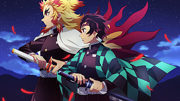 Kyojuro Rengoku Tanjiro Kamado Demon Slayer Kimetsu no Yaiba HD wallpaper