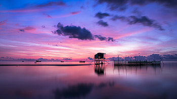 Island sunrise, Striking reflections, Pristine beauty, Captivating scenery HD wallpaper