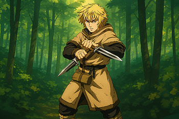 Thorfinn in the Forest - Vinland Saga Ultra, Thorfinn (Vinland Saga), Vinland Saga, Anime, sword, forest, anime forest HD wallpaper