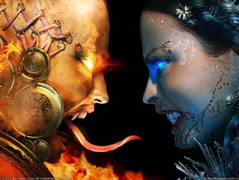 blood magic, magic, enemy, devil, fantasy, video game, , fire, ice HD wallpaper