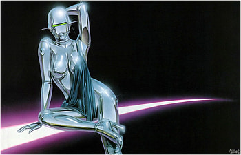 steel woman, sitting, light, woman, steel HD wallpaper