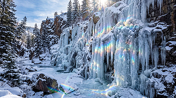 Frozen Cascade —, Red Rose HD wallpaper