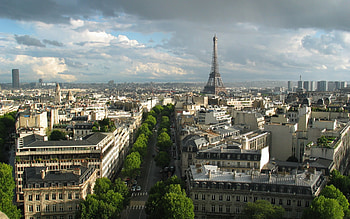 Eiffel Tower, Paris, evening, sunset, buildings, streets, Paris panorama, Paris cityscape, France HD wallpaper