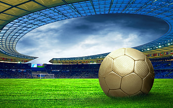 Golden soccer ball, Football Field HD wallpaper