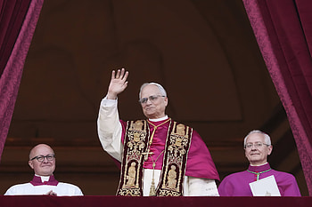 of Pope Robert Prevost Waving from Balcony, pope HD wallpaper