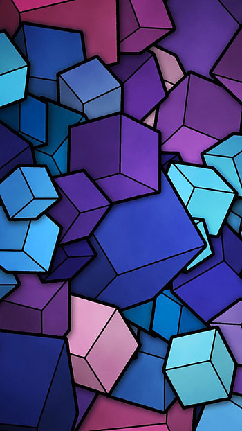 Abstract Cubes Blue Purple Galaxy S6, LG G4, HTC One M9 HD phone wallpaper