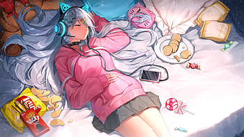 Anime Original, music, girl, Anime, Original HD wallpaper