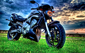 Transport, Grass, Clouds, Motorcycles HD wallpaper