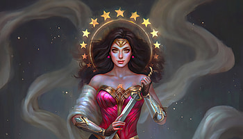 Beautiful Wonder Woman with sword, artwork HD wallpaper