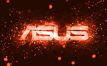 Asus orange logo, , orange neon lights, creative, orange abstract background, Asus logo, brands, Asus HD wallpaper