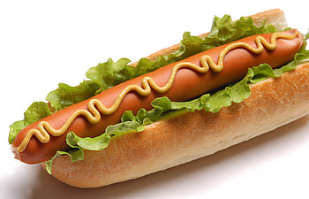 Food white background, Meat cabbage sausage baguette HD wallpaper