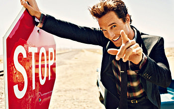 Matthew McConaughey, black, man, smile, red, actor, hand HD wallpaper