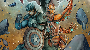 Captain America And Iron Man Fan Made, captain-america, iron-man, superheroes, artwork, artist, behance HD wallpaper