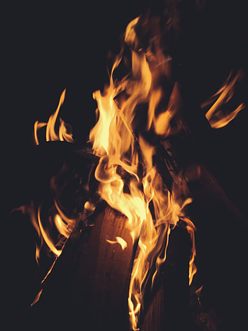 Fire, Bonfire, Dark, Flame, Firewood HD phone wallpaper