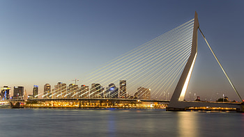 Rotterdam skyline, Erasmus bridge, , City backgrounds HD wallpaper