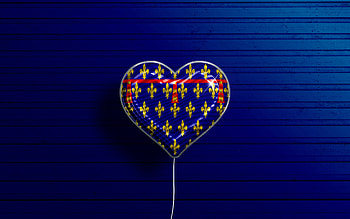 I Love Artois, , realistic balloons, blue wooden background, Day of Artois, french provinces, flag of Artois, France, balloon with flag, Provinces of France, Artois flag, Artois HD wallpaper