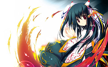 Anime, Fire, Paint, Brunette HD wallpaper