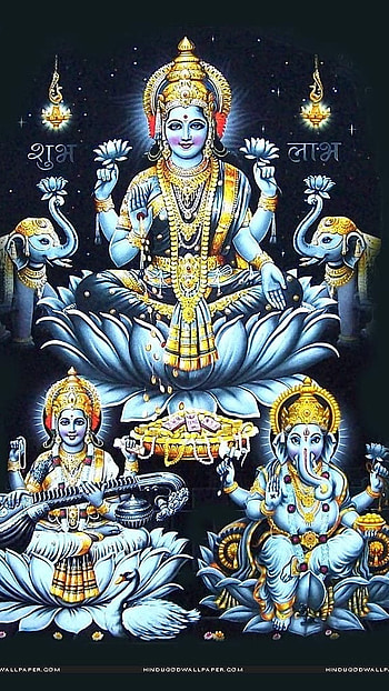 Laxmi Ganesh, Lord Ganesh, Laxmi, Saraswati HD phone wallpaper