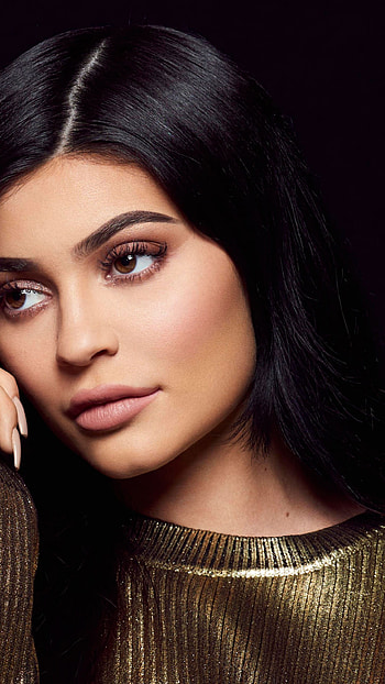 close-up, face, black hair, brown eyes, model, Celebrity, Kylie Jenner HD phone wallpaper