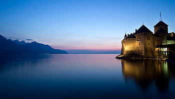 Castle Of Chillon Landscape Reflection, castle, landscape, reflection, graphy HD wallpaper