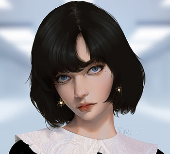 Girl, brunette, peter xiao, fantasy, art, portrait, face HD wallpaper