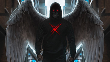 Skull Angel , skull, artist, artwork, digital-art, wings HD wallpaper