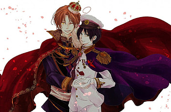 Italy and Japan, aph, white background, petal, japan aph, anime, italy aph, hetalia, hetalia axis powers, manga, north italy aph HD wallpaper