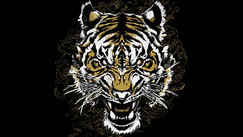 Tiger, muzzle, ragging, art HD wallpaper