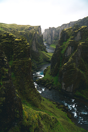 Iceland, valley, river, greenery, nature HD phone wallpaper