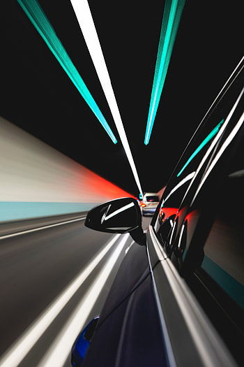 Lights, Dark, Car, Traffic, Movement, Machine, Speed, Mirror HD phone wallpaper