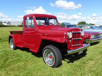 Nasco Yankee Meet Falkoping 2016, car, show, red, clouds, sky, grass, truck HD wallpaper