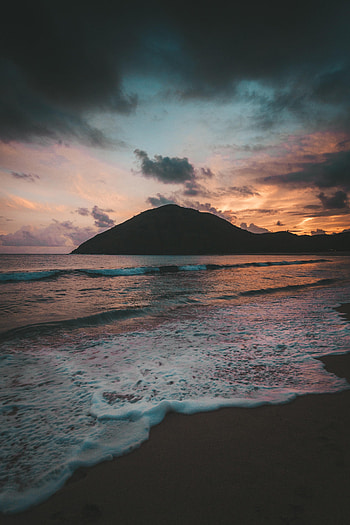 Nature, Sunset, Sea, Twilight, Beach, Dusk, Island HD phone wallpaper