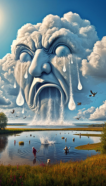 Melancholic Clouds: A Tearful , tears, cloud, lake, fishing HD phone wallpaper